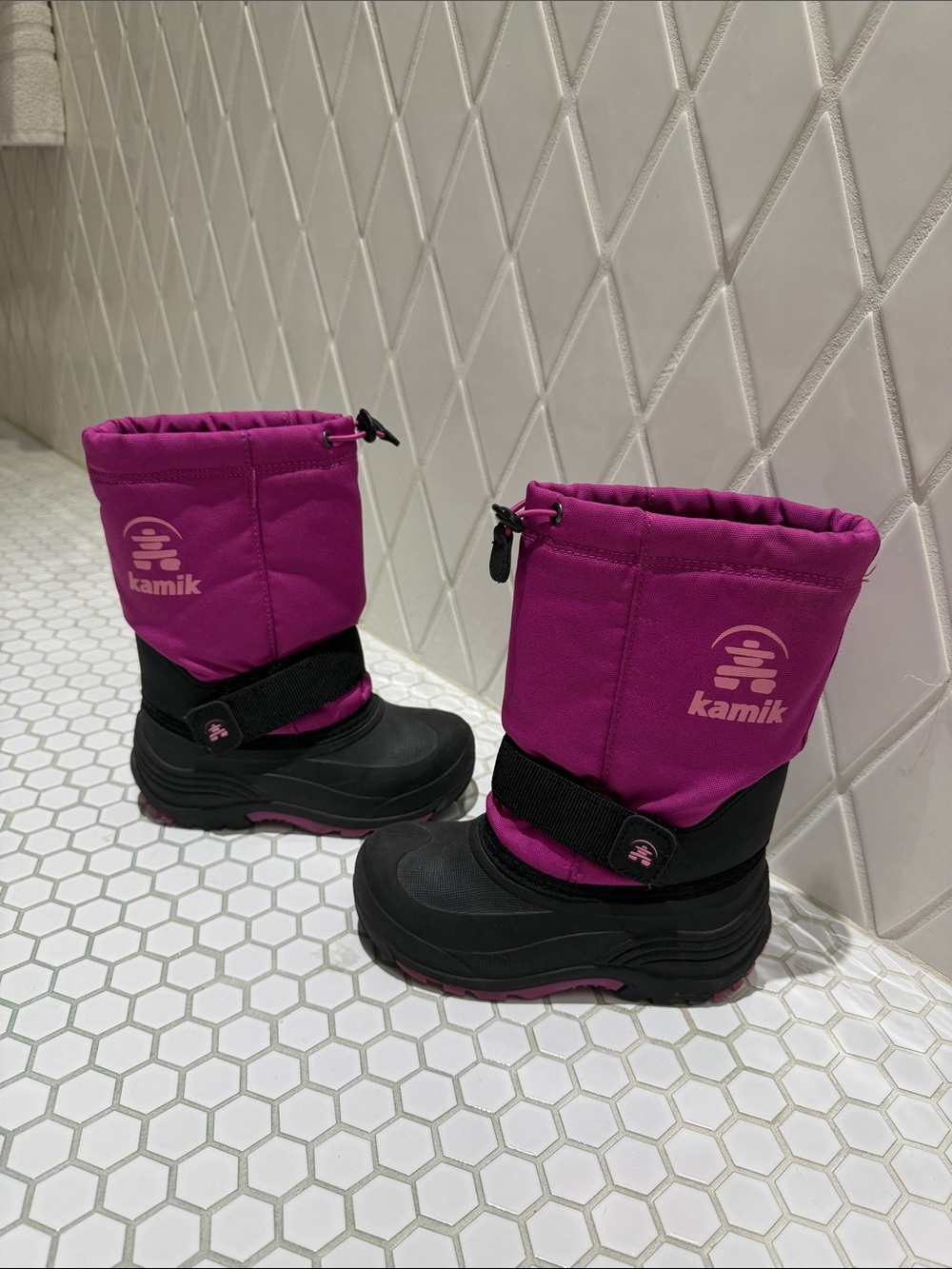 Kamik Kids Pink and Black Winter Snow Boots